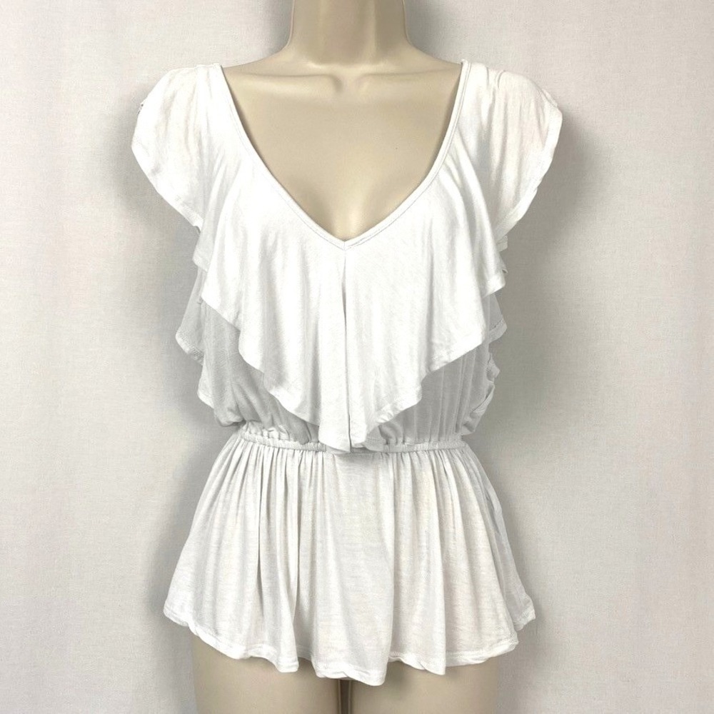 Abercrombie & Fitch Ruffled Top Womens S White Peplum Coquette Ballet Romantic